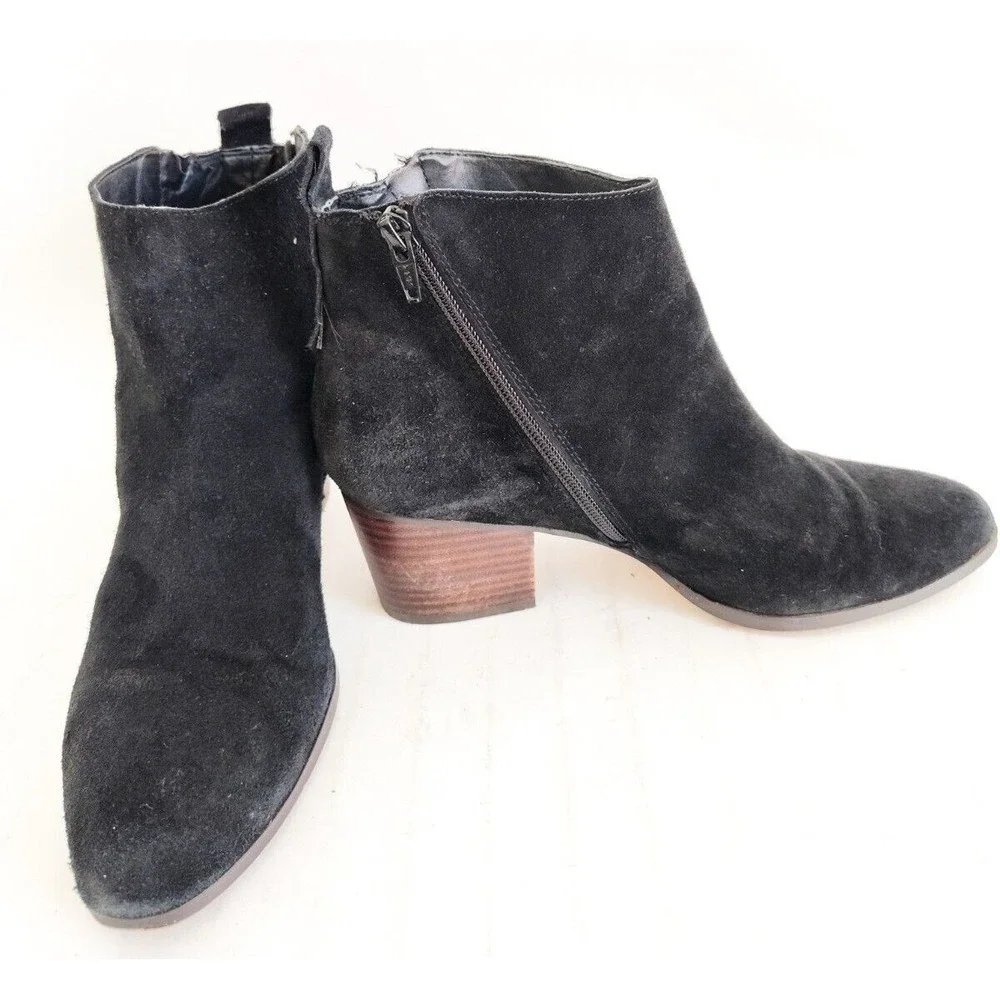 Sole Society Suede Black Ankle Boots Bootie Side Zip Size 9.5‎ Womens Preppy